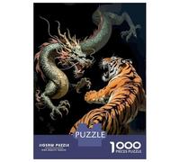 Puzzles De 1000 Pièces Dragon And Tiger Confrontation Puzzle Anti-stress, Décoration Murale, Cadeaux Uniques Pour Anniversaire Et Noël 52x38cm/1000pcs