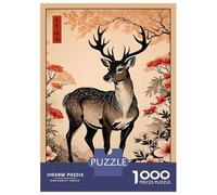 Puzzles De 1000 Pièces Japanese Deer Art Print Puzzle Adulte Jeu Manuel Une Œuvre D'art Cadeaux Uniques Pour Anniversaire Et Noël 52x38cm/1000pcs