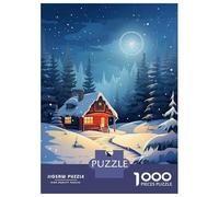 Puzzles De 1000 Pièces Pour Adolescents Cabin in Winter at Night Puzzles Pour Adolescents, Jouets Anti-stress, Cadeaux Pour Femmes, Cadeaux Anti-stress 52x38cm/1000pcs