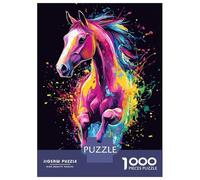 Puzzles De 1000 Pièces Pour Adolescents Colorful Horse Splash Art Puzzle Jeux Relaxants Décoration Murale Cadeaux Pour Les Amis Et La Famille 70x50cm/1000pcs
