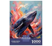 Puzzles De 1000 Pièces Pour Adolescents Colorful Whale in An Abstract Ocean Puzzles Pour Adultes Jeux Amusants Décoration Parfaite Pour Un Anniversaire, Noël 38x26cm/1000pcs