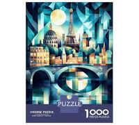 Puzzles De 1000 Pièces Pour Adolescents Cubist Paris Skyline with Eiffel Tower And Seine Puzzles Pour Adolescents, Jouets Anti-stress, Cadeaux Pour Femmes, Cadeaux Anti-stress 38x26cm/1000pcs