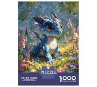 Puzzles De 1000 Pièces Pour Adolescents Cute Baby Dragon in Flower Field Puzzle Jeux Relaxants Décoration Murale Cadeaux Pour Les Amis Et La Famille 38x26cm/1000pcs