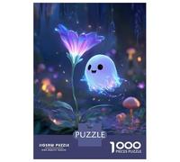 Puzzles De 1000 Pièces Pour Adolescents Cute Ghost And Flower in Forest Puzzle Jeux Relaxants Décoration Murale Cadeaux Pour Les Amis Et La Famille 52x38cm/1000pcs
