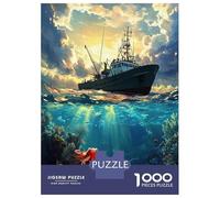 Puzzles De 1000 Pièces Pour Adolescents Fishing Boat And Octopus Puzzle Jeux Relaxants Décoration Murale Cadeaux Pour Les Amis Et La Famille 70x50cm/1000pcs