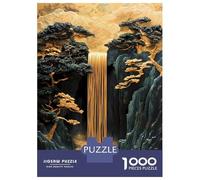 Puzzles De 1000 Pièces Pour Adolescents Golden Waterfall Bonsai Cherry Blossom Landscape Puzzles Pour Adolescents, Jouets Anti-stress, Cadeaux Pour Femmes, Cadeaux Anti-stress 52x38cm/1000pcs