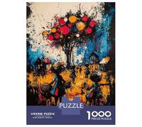 Puzzles De 1000 Pièces Pour Adolescents Harvest of Dreams - Expressionist Surreal Village Scene Puzzle Adulte Jeu Manuel Amusant Et Humoristique Cadeau Anti-stress 38x26cm/1000pcs