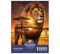 Puzzles De 1000 Pièces Pour Adolescents Lion Savannah Landscape Puzzle Jeux Relaxants Décoration Murale Cadeaux Pour Les Amis Et La Famille 52x38cm/1000pcs