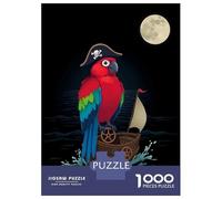 Puzzles De 1000 Pièces Pour Adolescents Pirate Parrot on Ship Puzzle Jeux Relaxants Une Œuvre D'art Cadeaux D'anniversaire Uniques 52x38cm/1000pcs