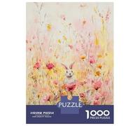 Puzzles De 1000 Pièces Pour Adolescents Rabbit in A Wildflower Meadow Puzzle Jeux Relaxants Décoration Murale Cadeaux Pour Les Amis Et La Famille 70x50cm/1000pcs