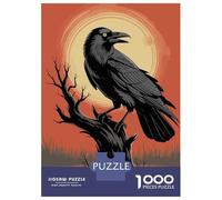 Puzzles De 1000 Pièces Pour Adolescents Raven on A Branch at Sunset Puzzles Pour Adultes Jeux Amusants Décoration Parfaite Pour Un Anniversaire, Noël 52x38cm/1000pcs