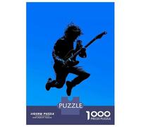 Puzzles De 1000 Pièces Pour Adolescents Rock Guitarist Silhouette - Electric Blue Jump Puzzle Jeux Relaxants Décoration Murale Cadeaux Pour Les Amis Et La Famille 38x26cm/1000pcs