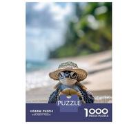 Puzzles De 1000 Pièces Pour Adolescents Sea Turtle in A Hat Puzzle Jeux Relaxants Décoration Murale Cadeaux Pour Les Amis Et La Famille 38x26cm/1000pcs