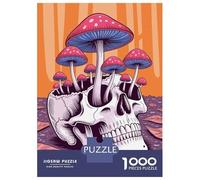 Puzzles De 1000 Pièces Pour Adolescents Skull with Mushrooms Illustration Puzzle Jeux Relaxants Décoration Murale Cadeaux Pour Les Amis Et La Famille 38x26cm/1000pcs