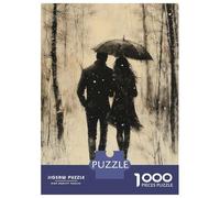 Puzzles De 1000 Pièces Pour Adolescents Vintage Charcoal Couple in Snowy Forest Puzzle Adulte Jeu Manuel Amusant Et Humoristique Cadeau Anti-stress 52x38cm/1000pcs