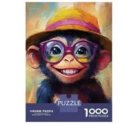 Puzzles De 1000 Pièces Pour Adultes Blissful Monkey in Hat Puzzle Jeux De Famille Difficile Difficile Cadeaux Uniques Pour Anniversaire Et Noël 70x50cm/1000pcs