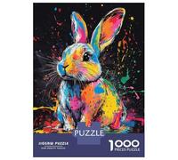 Puzzles De 1000 Pièces Pour Adultes Colorful Rabbit Splash Art Puzzle Jeux De Famille Difficile Difficile Cadeaux Uniques Pour Anniversaire Et Noël 70x50cm/1000pcs