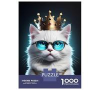 Puzzles De 1000 Pièces Pour Adultes Cute Queen White Cat Puzzle Jeux De Famille Difficile Difficile Cadeaux Uniques Pour Anniversaire Et Noël 52x38cm/1000pcs