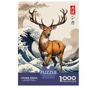 Puzzles De 1000 Pièces Pour Adultes Deer Great Wave Puzzle Adulte Jeux Relaxants Défi Difficile Aide À Exercer Le Cerveau 52x38cm/1000pcs
