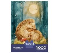 Puzzles De 1000 Pièces Pour Adultes Forest Hugs - Hedgehog Moonlight Boho Woodland Cute Nursery Wall Decor Puzzle Adulte Jeux Relaxants Défi Difficile Aide À Exercer Le Cerveau 70x50cm/1000pcs