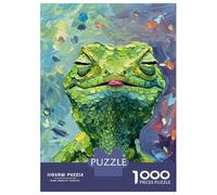 Puzzles De 1000 Pièces Pour Adultes Green Lizard Oil Painting Puzzle Jeux De Famille Difficile Difficile Cadeaux Uniques Pour Anniversaire Et Noël 70x50cm/1000pcs