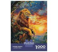 Puzzles De 1000 Pièces Pour Adultes Lion at Sunset Painting Puzzle Jeux De Famille Difficile Difficile Cadeaux Uniques Pour Anniversaire Et Noël 52x38cm/1000pcs