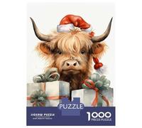 Puzzles De 1000 Pièces Pour Adultes Merry Tiny Cow Xmas Puzzle Jeux De Famille Difficile Difficile Cadeaux Uniques Pour Anniversaire Et Noël 52x38cm/1000pcs