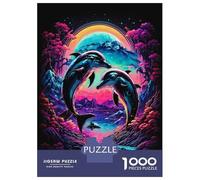 Puzzles De 1000 Pièces Pour Adultes Romantic Dolphins Puzzle Jeux De Famille Difficile Difficile Cadeaux Uniques Pour Anniversaire Et Noël 38x26cm/1000pcs