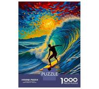 Puzzles De 1000 Pièces Pour Adultes Surfer in Sunset Wave Starry Night Puzzle Pour Adultes, Jouet Anti-stress, Difficile, Très Difficile Et Stimulant 38x26cm/1000pcs