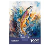 Puzzles De 1000 Pièces Pour Adultes Watercolor Trout Splash Puzzle Adulte Jeux Relaxants Défi Difficile Aide À Exercer Le Cerveau 52x38cm/1000pcs