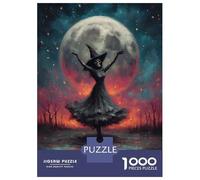 Puzzles De 1000 Pièces Pour Adultes Witch Skeleton Dancing Under Full Moon Puzzle Adulte Jeux Relaxants Défi Difficile Aide À Exercer Le Cerveau 52x38cm/1000pcs