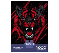 Puzzles De 1000 Pièces Red And Black Tiger Illustration Puzzle Adulte Jeu Manuel Une Œuvre D'art Cadeaux Uniques Pour Anniversaire Et Noël 38x26cm/1000pcs