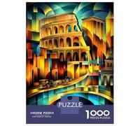 Puzzles De 1000 Pièces Rome Cubist Heritage - Modern Geometric Colosseum Puzzle Adulte Jeu Manuel Une Œuvre D'art Cadeaux Uniques Pour Anniversaire Et Noël 52x38cm/1000pcs