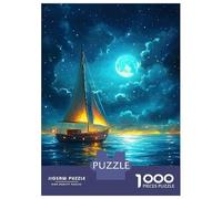 Puzzles De 1000 Pièces Sailboat Under Moonlight Puzzle Adulte Jeu Manuel Une Œuvre D'art Cadeaux Uniques Pour Anniversaire Et Noël 70x50cm/1000pcs