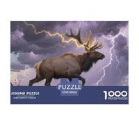 Puzzles Deer 1000 Pieces Challenge Game for Adults,Thunderstorm Wilderness Impossible Jigsaw Puzzle 1000 Pieces Educational Games Home Decoration 38x26cm/1000pcs
