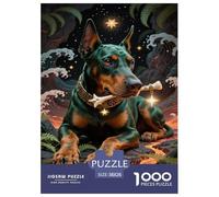 Puzzles Doberman Pinscher 1000 Pieces Challenge Game for Adults,Nighttime Fantasy Impossible Jigsaw Puzzles 1000 Pieces Educational Games Home Decoration 38x26cm/1000pcs