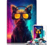 Puzzles Dog Wearing Glasses 1000 Piece Jigsaw Puzzles for Adults & Teens,Toys Educational Games Stress Relieving Wishlist with Santa Claus 50x75cm