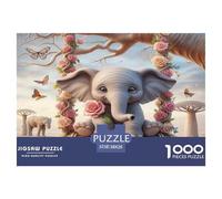 Puzzles Elephant 1000 Piece Challenge Toy for Adults, Floral Swing Impossible Jigsaw Puzzles 1000 Pieces Educational Game for Adults Or Families Pieces Gifts 38x26cm/1000pcs