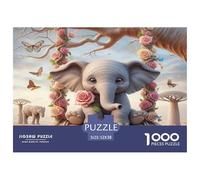 Puzzles Elephant 1000 Pieces Challenge Game for Adults, Floral Swing Impossible Jigsaw Puzzles 1000 Piece Educational Games for Adults Or Families Pieces Gifts 52x38cm/1000pcs