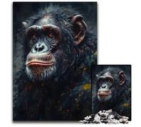 Puzzles for 1000 Piece Ape Chimpanzee Portrait Difficult Puzzles for Adults Family Activity Brain Teaser Home Decor 1000 PCS(75x50cm)