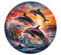Puzzles for 1000 Piece Art Dolphin Jigsaw Puzzles for Adults Develops Hand-Eye Coordination Skills,Perfect for Birthday Gifts (67.5x67.5cm)