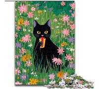 Puzzles for 1000 Piece Artistic Abstract Black Cat 1000Pc Adults Jigsaw Puzzle, Ideal for Office, Bedroom, Living Room Decor (Size 26x38cm)