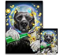 Puzzles for 1000 Piece Astronaut Pit Bull Dog Wooden Puzzles Family Interactive Game Craft Gift with Colorful Artwork 1000 PCS(75x50cm)