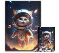 Puzzles for 1000 Piece Astronaut Space Cat Paper Puzzles Family Interactive Game Craft Gift with Colorful Artwork 1000 PCS(38x26cm)