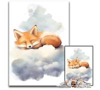 Puzzles for 1000 Piece Baby Fox Sleep Wooden Puzzles Family Interactive Game Craft Gift with Colorful Artwork 1000 PCS(75x50cm)