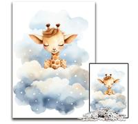Puzzles for 1000 Piece Baby Giraffe Sleep Paper Puzzles Family Interactive Game Craft Gift with Colorful Artwork 1000 PCS(38x26cm)