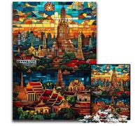 Puzzles for 1000 Piece Bangkok Temple Sunset Wooden Jigsaw Ideal for Teenagers & Collectors Travel Gift Family Activity 1000 PCS(75x50cm)