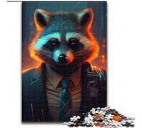 Puzzles for 1000 Piece Boss Raccoon Impossible Jigsaw Puzzles for Adults Idea, Humorous Artwork, Detailed Artwork (Szie 26x38 cm)