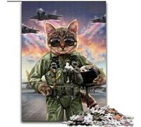 Puzzles for 1000 Piece Cat Pilot in The Air Force cardboard Puzzles size 38x26cm Challenging DIY Brain Teaser, Perfect Family Game Or Decorative Gift