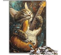 Puzzles for 1000 Piece Cat Playing Guitar Impossible Jigsaw Puzzles for Adults 50X75CM Gift for Men And Women, Daily & Special Occasion
